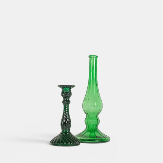 Glazen kandelaar Groen - mix