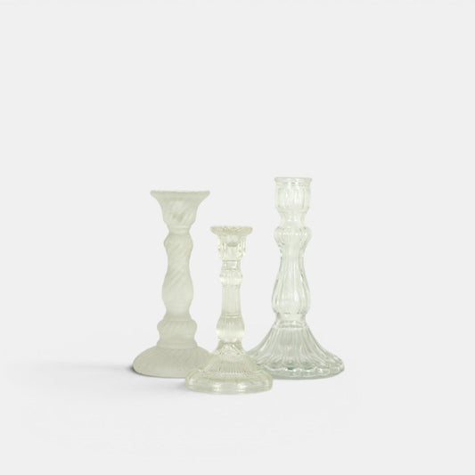 Glazen kandelaar Wit - mix