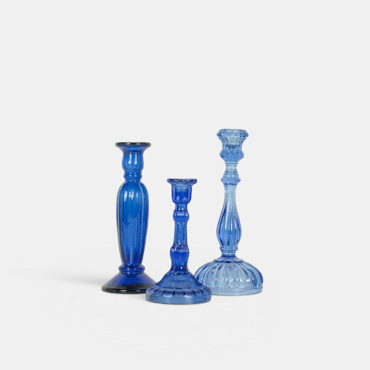 Glazen kandelaar Blauw - mix