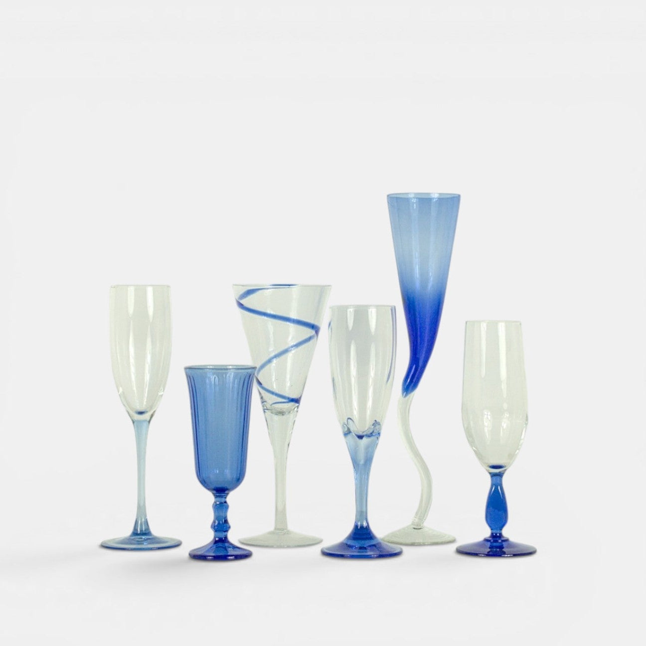 Champagneglas blauw - mix