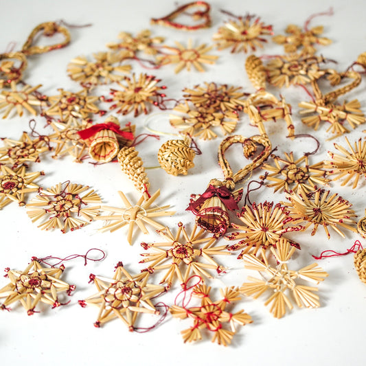 Vintage stro kerstboomhangers