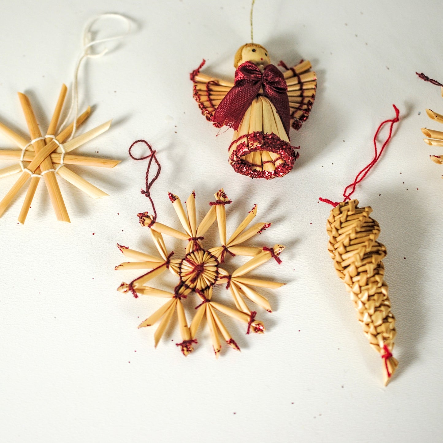 Vintage stro kerstboomhangers