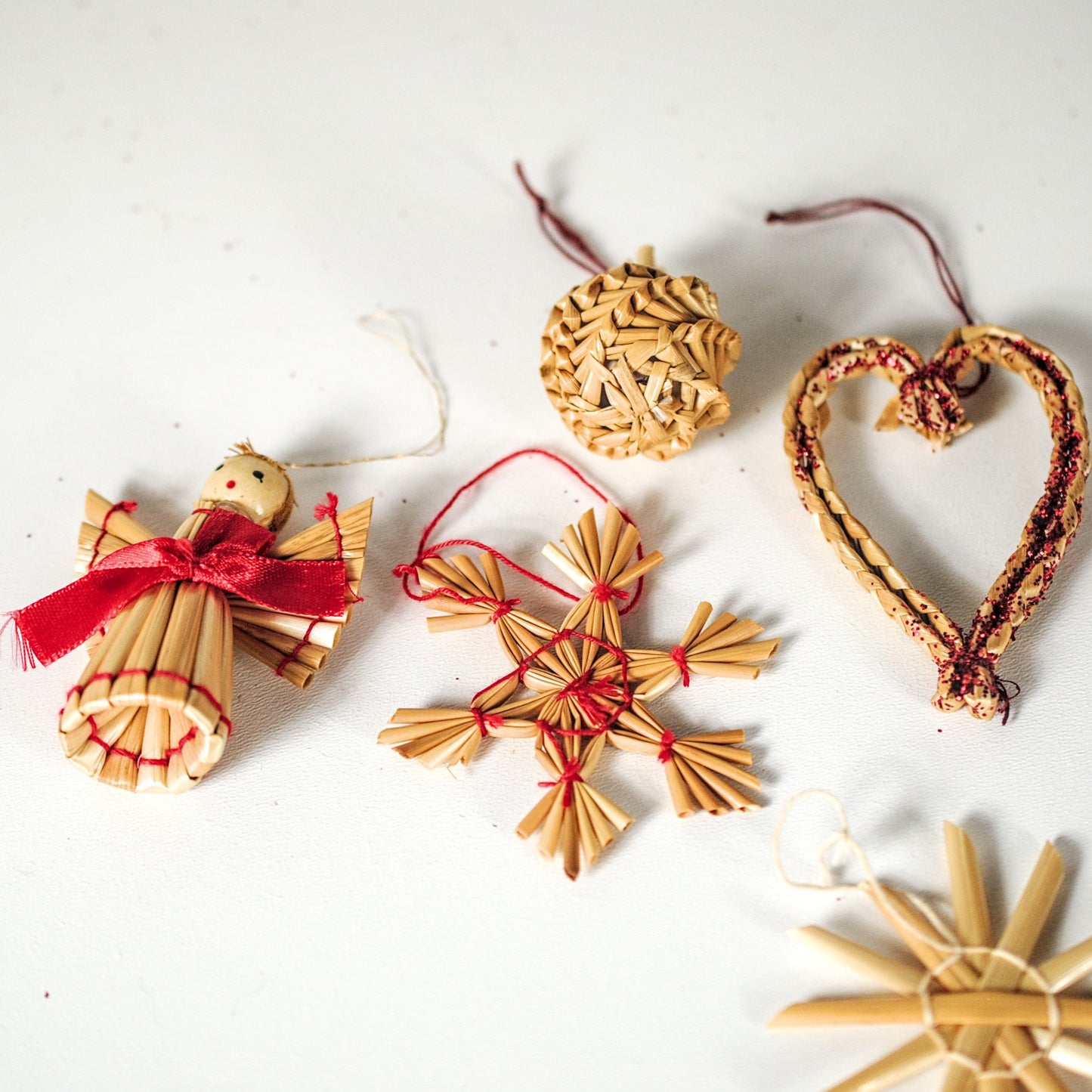 Vintage stro kerstboomhangers