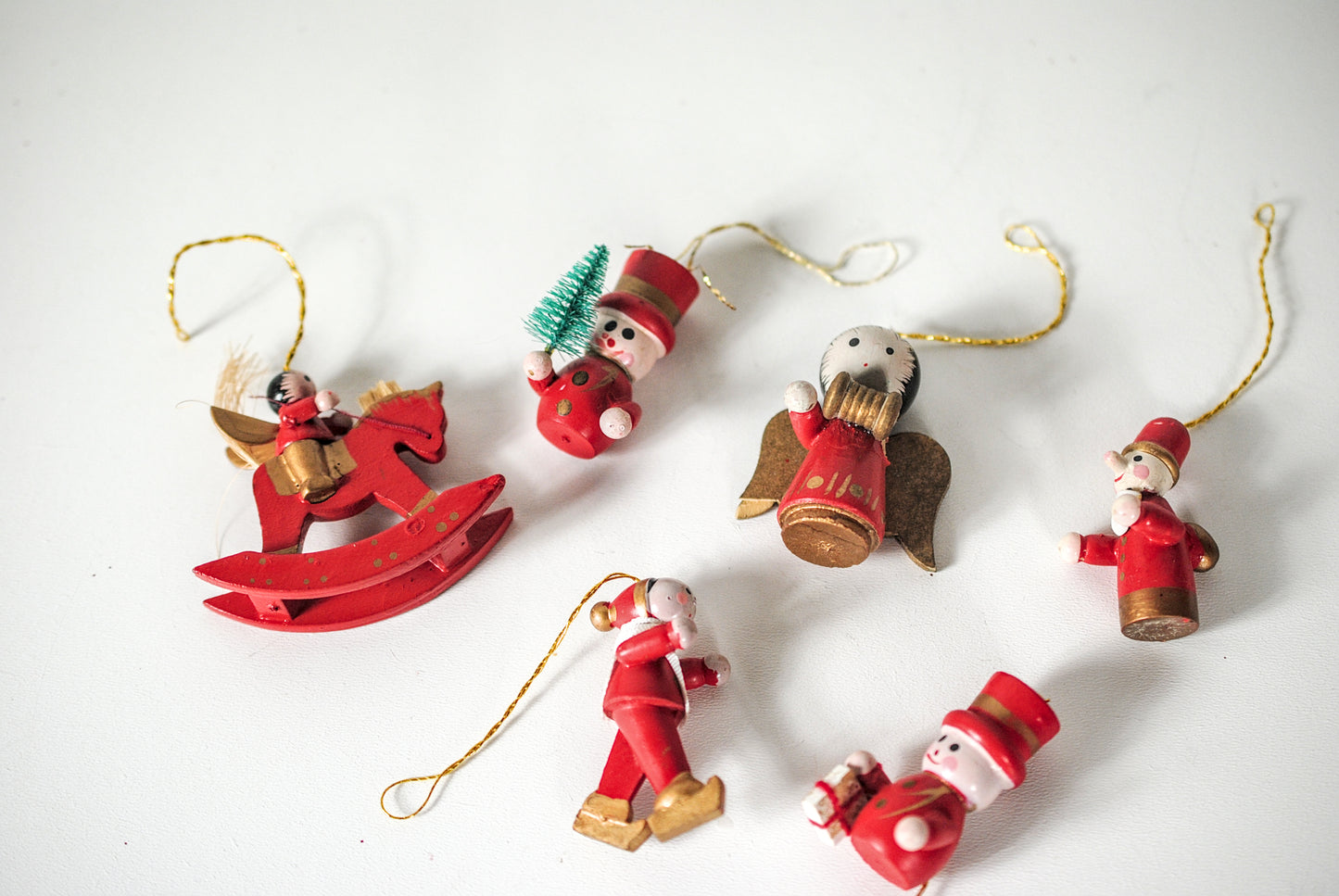 Vintage houten kerstboomhangers