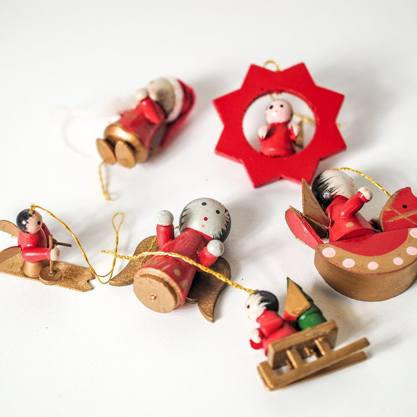 Vintage houten kerstboomhangers