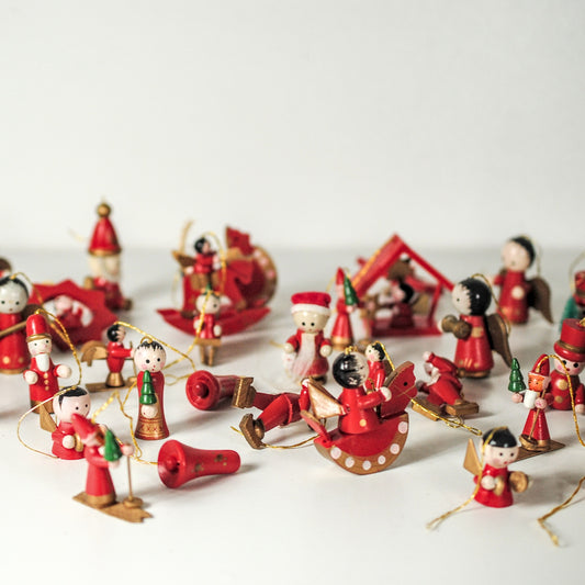 Vintage houten kerstboomhangers