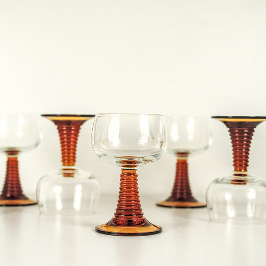 Vintage amber wijnglazen